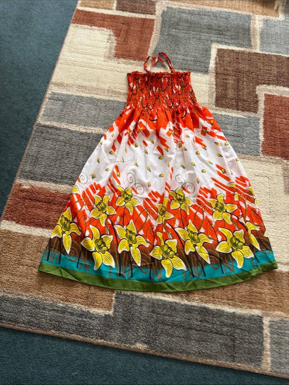 Tropical Floral Halter Maxi Dress in Orange, Yellow & Green